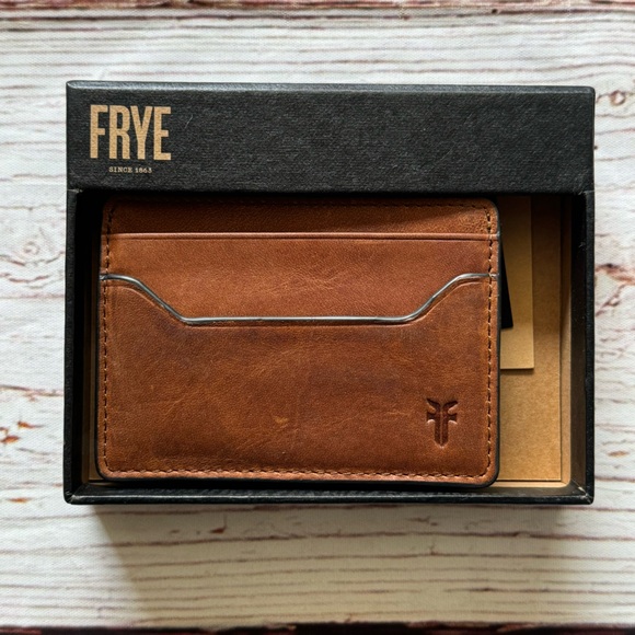 Frye Logan Money Clip Card Case in Cognac NIB - Picture 4 of 10